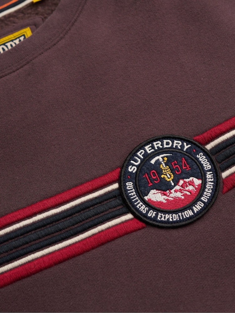 Superdry Brown Outdoor Stripe Logo Relaxed Sweatshirt - Image 6 of 6