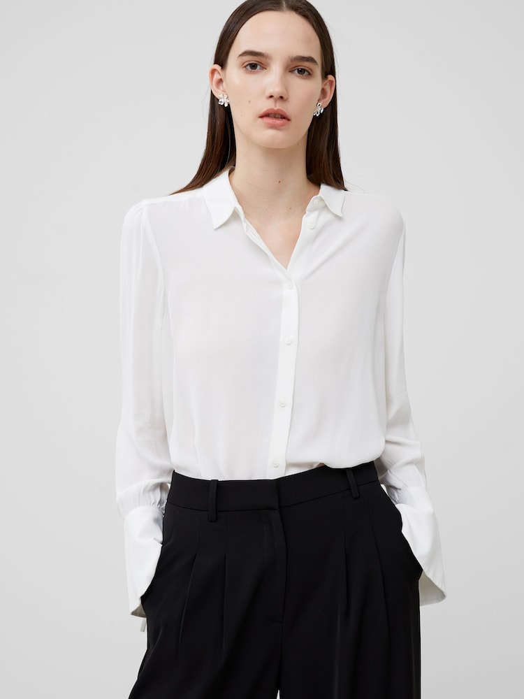 French Connection White Cecile Crepe Shirt - Image 3 of 4