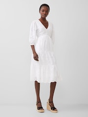 French Connection White 100% Cotton Broderie Anglaise Dress - Image 3 of 4