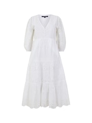 French Connection White 100% Cotton Broderie Anglaise Dress - Image 4 of 4