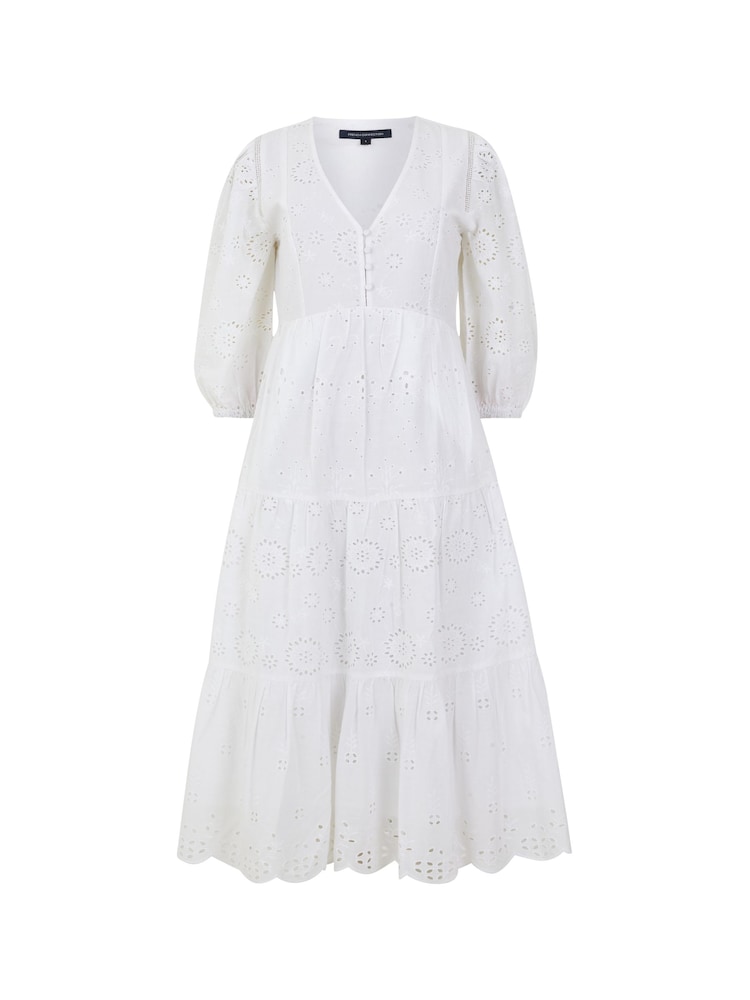 French Connection White 100% Cotton Broderie Anglaise Dress - Image 4 of 4