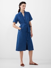 French Connection Blue 100% Cotton Zaves Chambray Denim Dress - Image 1 of 4