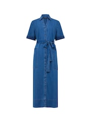 French Connection Blue 100% Cotton Zaves Chambray Denim Dress - Image 4 of 4