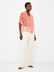 French Connection Orange Cass Hallie Crinkle Pintuck Shirt - Image 1 of 4