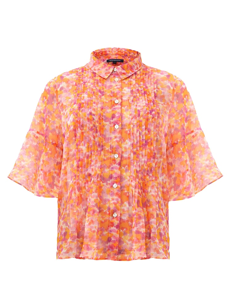 French Connection Orange Cass Hallie Crinkle Pintuck Shirt - Image 4 of 4