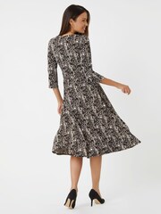 Roman Brown Animal Print Pocket Stretch Dress - Image 2 of 5
