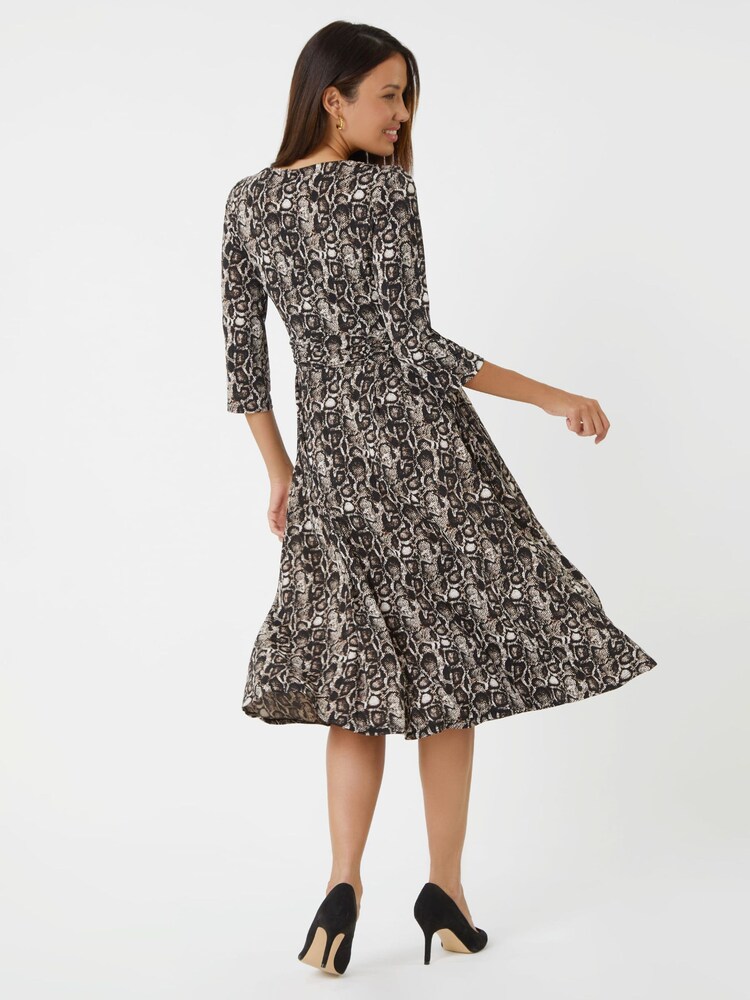 Roman Brown Animal Print Pocket Stretch Dress - Image 2 of 5