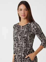 Roman Brown Animal Print Pocket Stretch Dress - Image 4 of 5