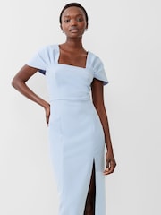 French Connection Blue Echo Crepe Off Shoulder Dress - Image 3 of 4