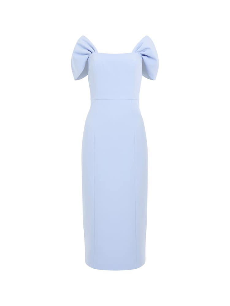 French Connection Blue Echo Crepe Off Shoulder Dress - Image 4 of 4