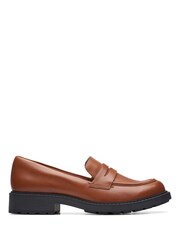 Clarks Brown Standard Fit (D) Leather Orinoco Penny Loafer Shoes - Image 1 of 7