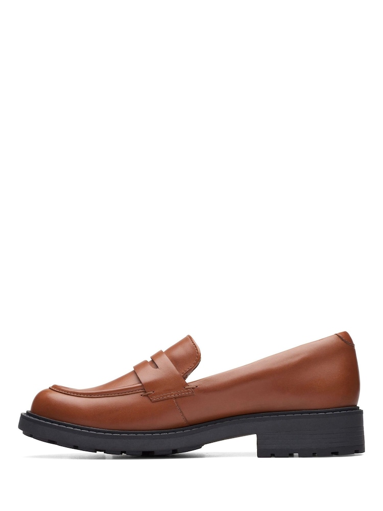 Clarks Brown Standard Fit (D) Leather Orinoco Penny Loafer Shoes - Image 2 of 7