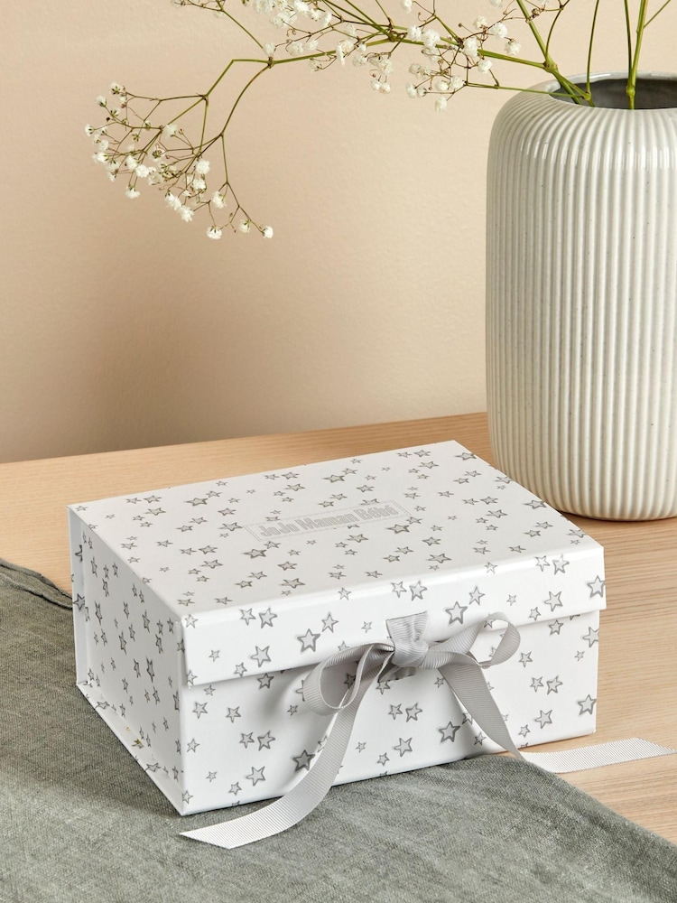 JoJo Maman Bébé Grey Star Small Gift Box - Image 1 of 3