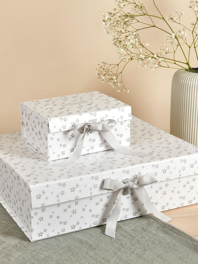 JoJo Maman Bébé Grey Star Small Gift Box - Image 2 of 3