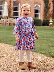 JoJo Maman Bébé Navy Blue Guinea Pig Floral Button Front Dress - Image 1 of 3