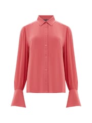French Connection Pink Cecile Crepe Shirt - Image 4 of 4