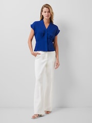 French Connection Blue Crepe Carmen Blouse - Image 1 of 4