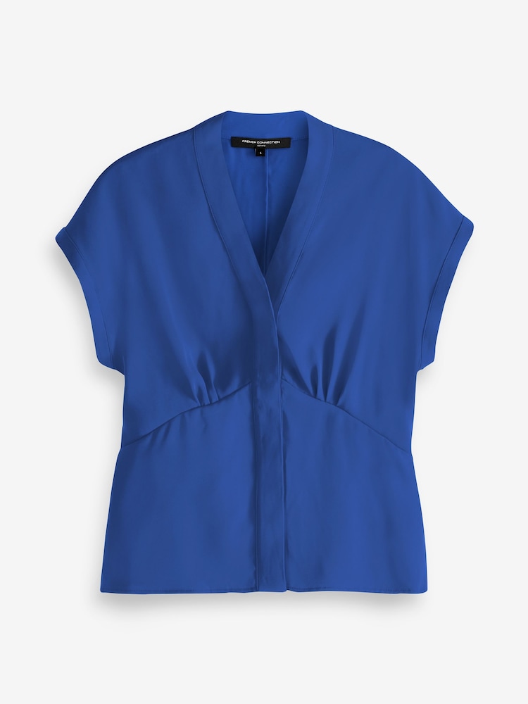 French Connection Blue Crepe Carmen Blouse - Image 4 of 4