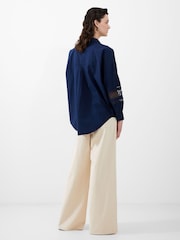 French Connection Blue Rhodes 100% Cotton Embroidered Shirt - Image 2 of 4