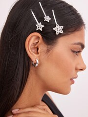 Silver Tone Star Sparkle Hair Grips 3 Pack - Image 1 of 5