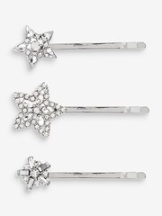 Silver Tone Star Sparkle Hair Grips 3 Pack - Image 5 of 5