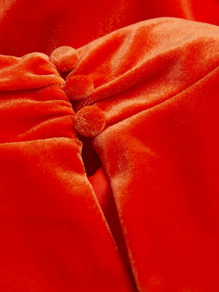Leuchtendes Orange - Florere Samt-Midikleid - Bild 7 von 7 Leuchtendes Orange - Florere Samt-Midikleid - Bild 7 von 7