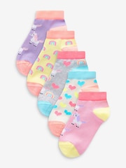 rožnata/siva/Vijolična - 5 Pack Cotton Rich Unicorn Znak Trainer nogavice - Slika 1 iz 6