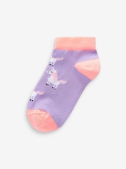 rožnata/siva/Vijolična - 5 Pack Cotton Rich Unicorn Znak Trainer nogavice - Slika 2 iz 6