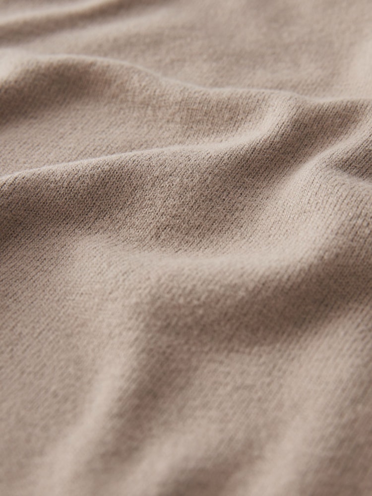 Taupe Brown Cosy Lightweight Soft Touch Longline V-Neck Jumper Top - Image 2 of 7