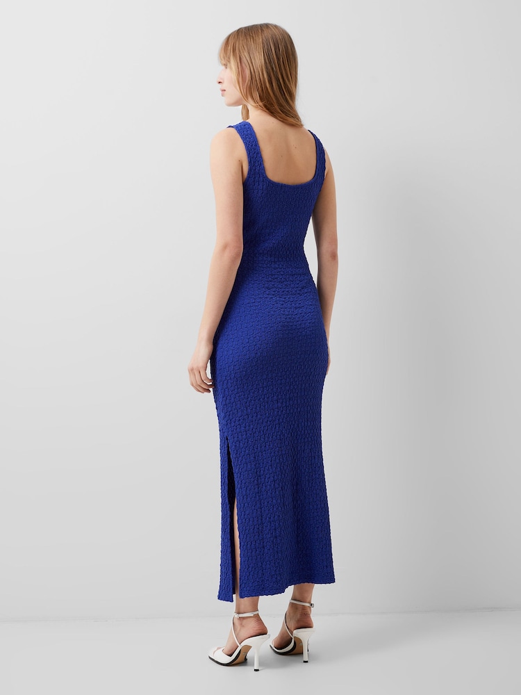 French Connection Blue Textured Sadie Dress - Image 2 of 4 French Connection Blue Textured Sadie Dress - Image 2 of 4