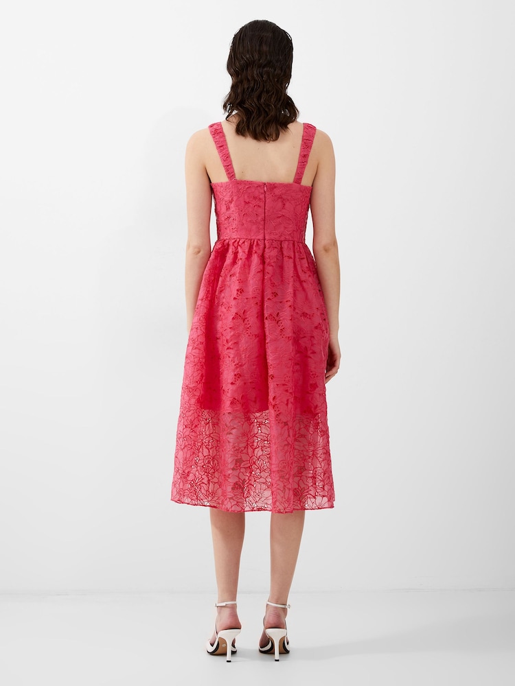 French Connection Pink Embroidered Lace Strappy Dress - Image 2 of 4