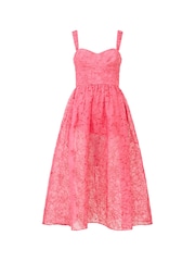 French Connection Pink Embroidered Lace Strappy Dress - Image 4 of 4
