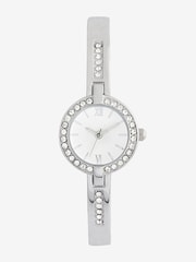 Silver Tone Sparkle Hinge Bracelet Watch - Image 2 of 4