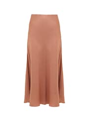 French Connection Brown Satin Ennis Midaxi Slip Skirt - Image 4 of 4