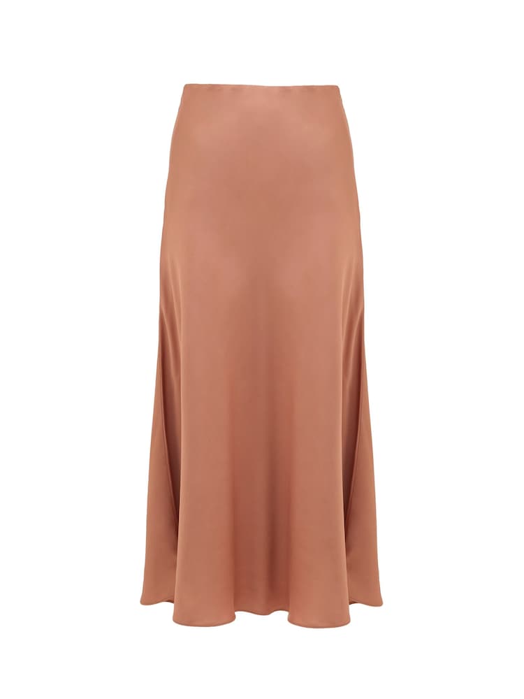 French Connection Brown Satin Ennis Midaxi Slip Skirt - Image 4 of 4