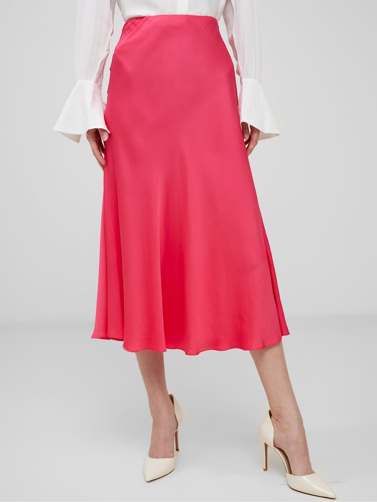 French Connection Pink Satin Ennis Midaxi Slip Skirt - Image 1 of 4