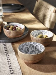 Mango Wood Set of 3 Nibble and Dip Bowls - Image 1 of 4