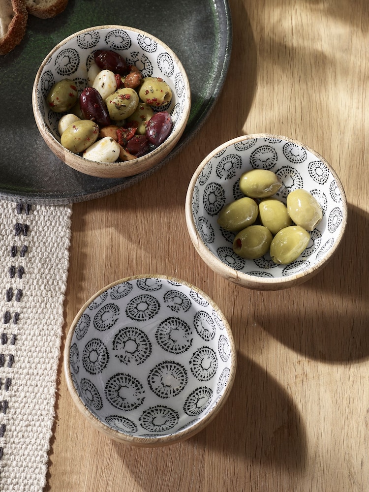 Mango Wood Set of 3 Nibble and Dip Bowls - Image 2 of 4