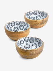 Mango Wood Set of 3 Nibble and Dip Bowls - Image 4 of 4