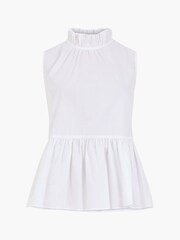 French Connection White 100% Cotton Rhodes Poplin Top - Image 4 of 4