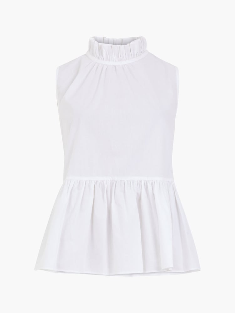 French Connection White 100% Cotton Rhodes Poplin Top - Image 4 of 4