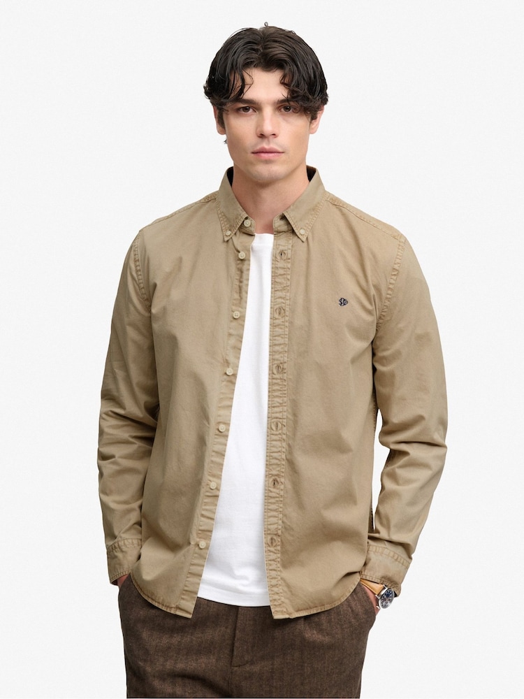 Natural - Camisa de manga larga teñida en prenda de Superdry - Imagen 1 de 4 Natural - Camisa de manga larga teñida en prenda de Superdry - Imagen 1 de 4