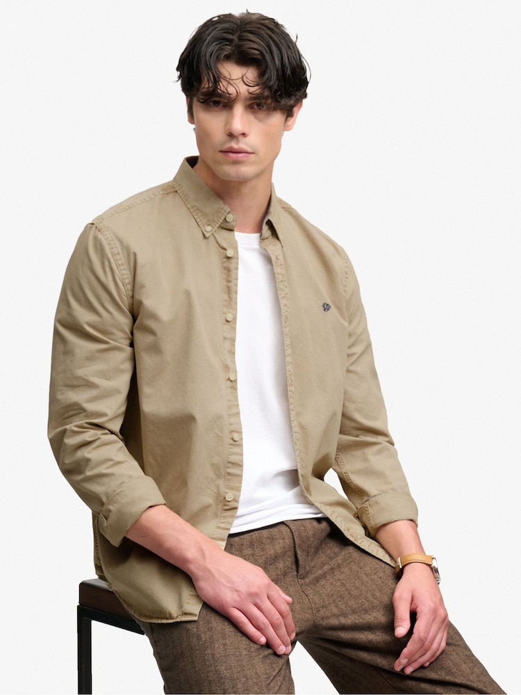 Superdry Natural Garment Dyed Long Sleeve Shirt - Image 5 of 5