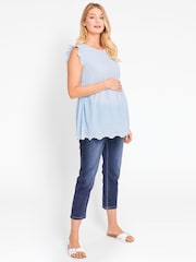 JoJo Maman Bébé Blue Stripe Broderie Anglaise Maternity Blouse - Image 2 of 4
