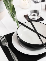 Lara-May Set of 6 Black Leather Coasters and Placemats - Image 1 of 4
