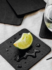 Lara-May Set of 6 Black Leather Coasters and Placemats - Image 2 of 4