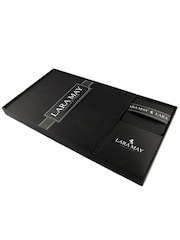 Lara-May Set of 6 Black Leather Coasters and Placemats - Image 3 of 4