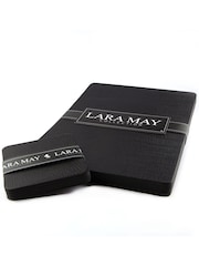 Lara-May Set of 6 Black Leather Coasters and Placemats - Image 4 of 4