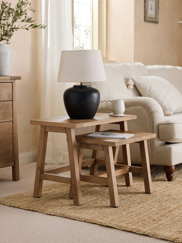 Natural Hector Mango Wood Nest of Tables - Image 1 of 7