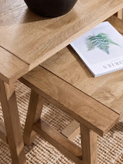 Natural Hector Mango Wood Nest of Tables - Image 3 of 7